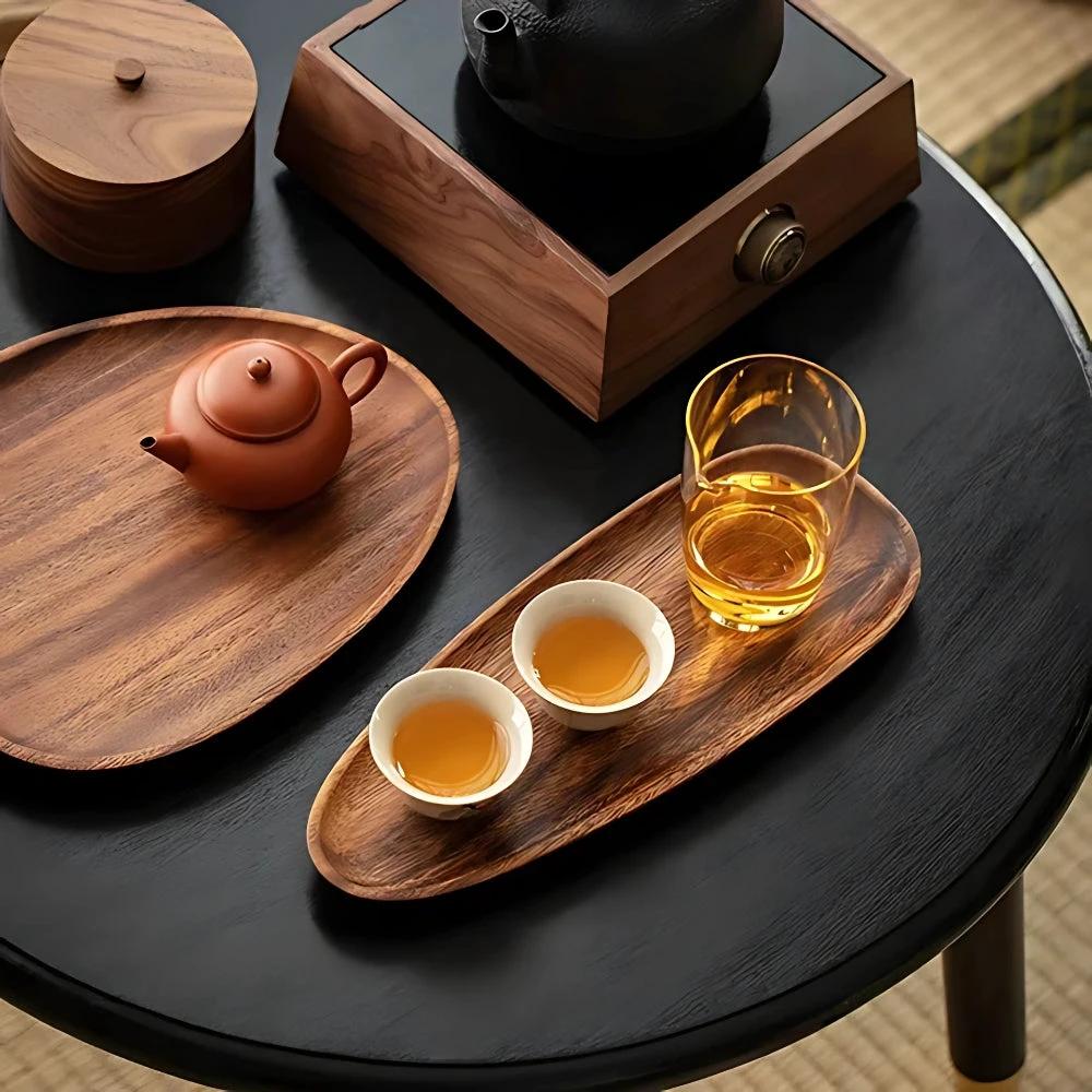 Oval Shaped Acacia Wood Serving Trays Set by Casa & Beyond