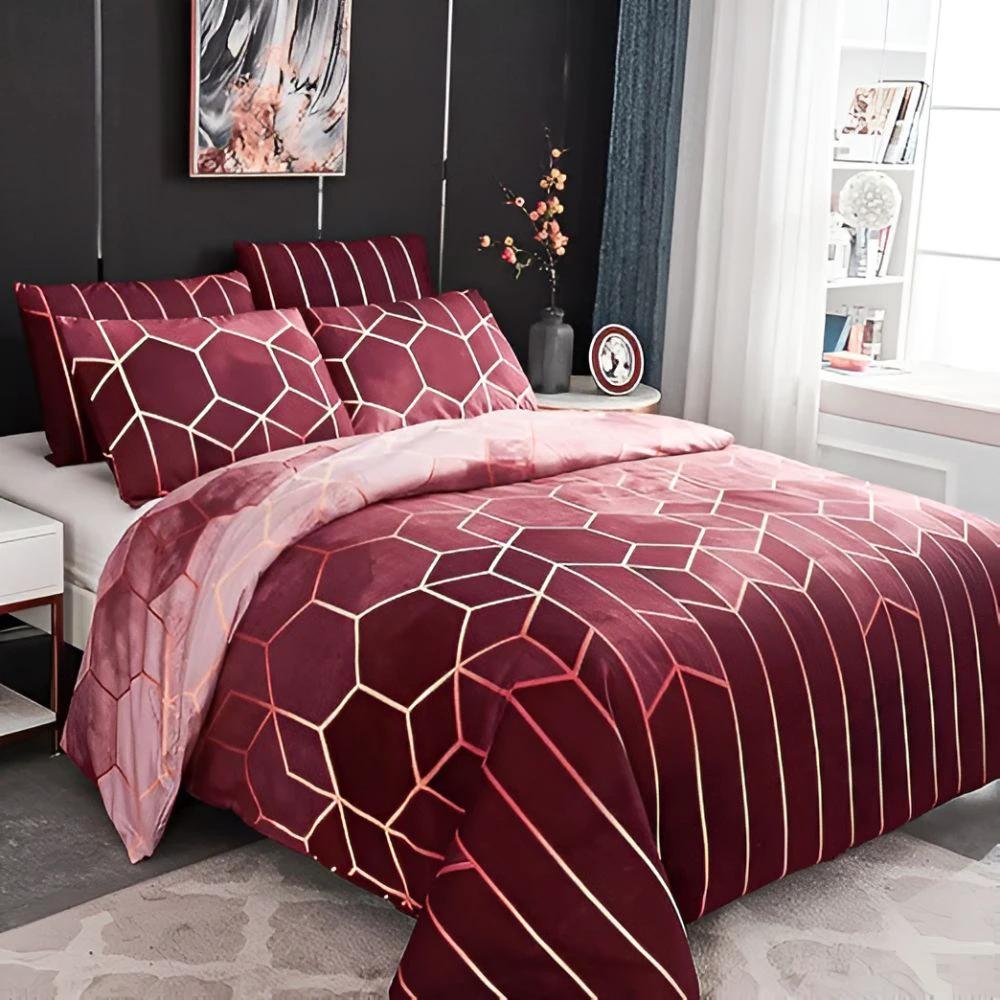 Golden Cosmo Hive | 3pcs Duvet Cover Sets by Casa & Beyond