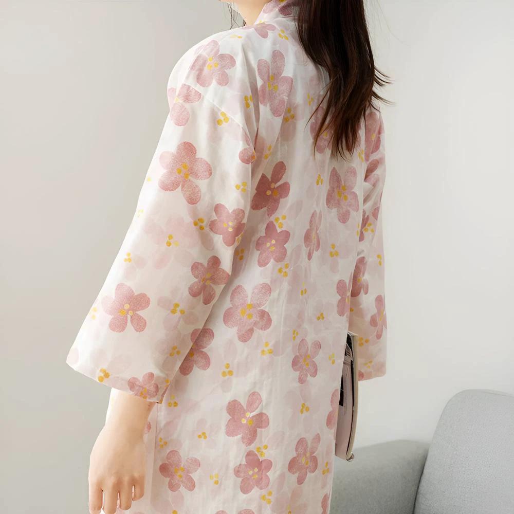 Women's Floral Pattern Cotton Bathrobe by Casa & Beyond
