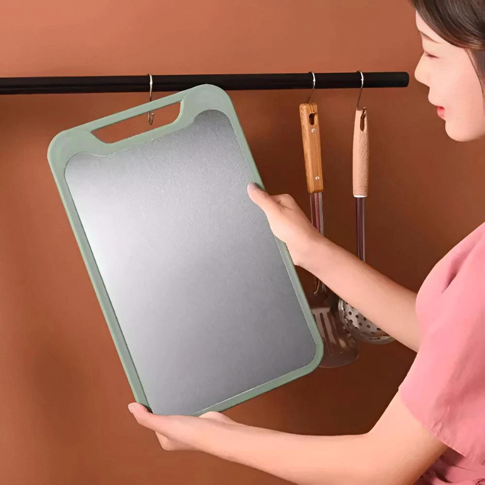 Stylish Double-Sided Stainless Steel Chopping Board by Casa & Beyond