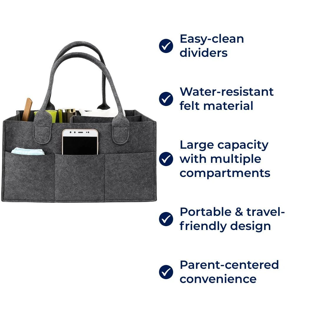 NappyNest | Nappy Organiser Caddy – Easy‑Clean Dividers – Water‑Resistant Felt – Large Capacity – Portable Storage for Parents Bowlift by Bowlift