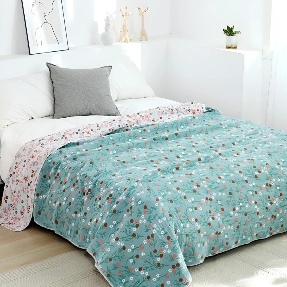 Leafy Floral Cotton Gauze Blanket by Casa & Beyond