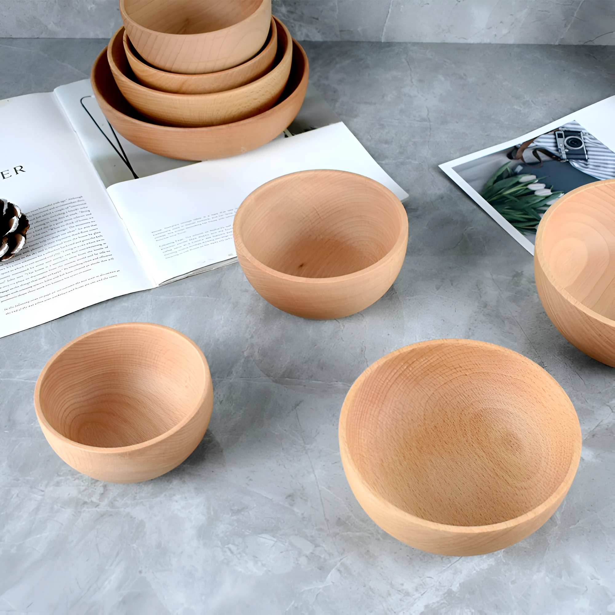 Artisanal Wooden Salad Bowl by Casa & Beyond