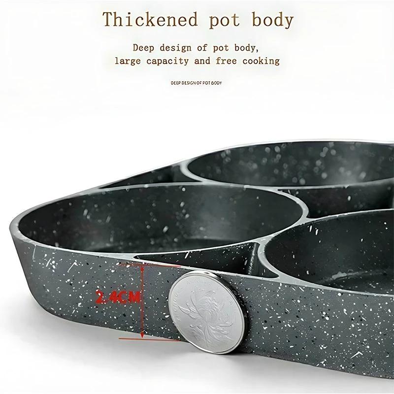 Four-hole egg pan, breakfast omelette household frying pan non-stick pan by BowLift