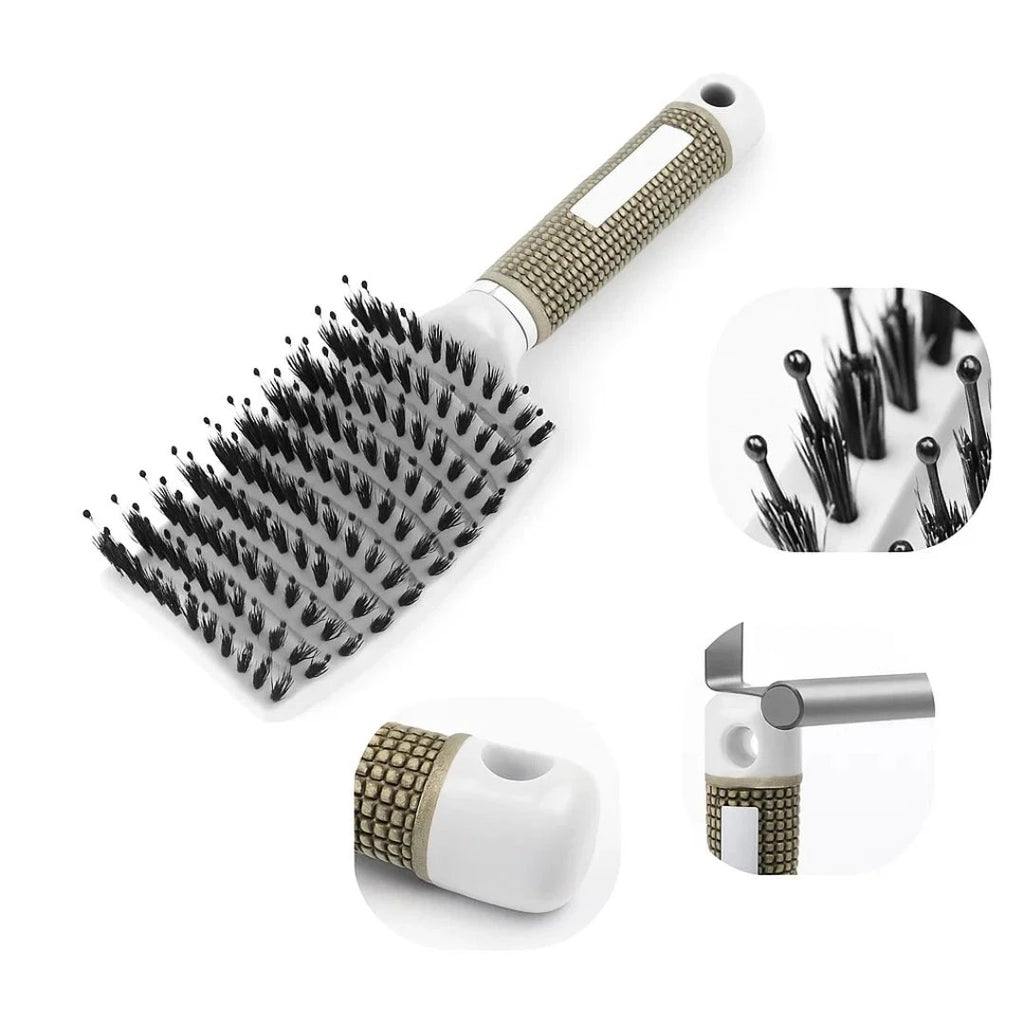 Quick Knot‑Free Detangling – Nylon Bristles with Scalp Massage Tips – For Thick or Curly Hair Bowlift by Bowlift