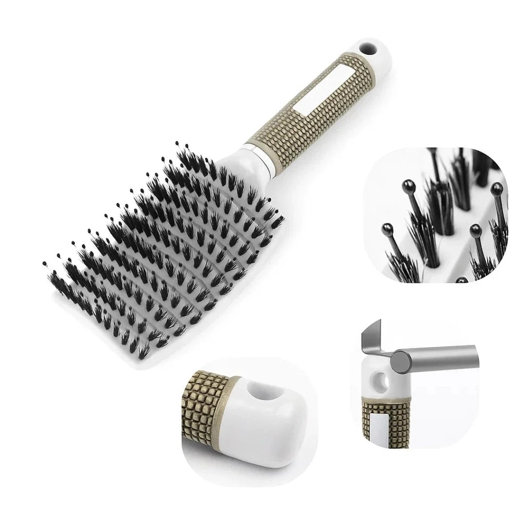 Quick Knot‑Free Detangling – Nylon Bristles with Scalp Massage Tips – For Thick or Curly Hair Bowlift by Bowlift