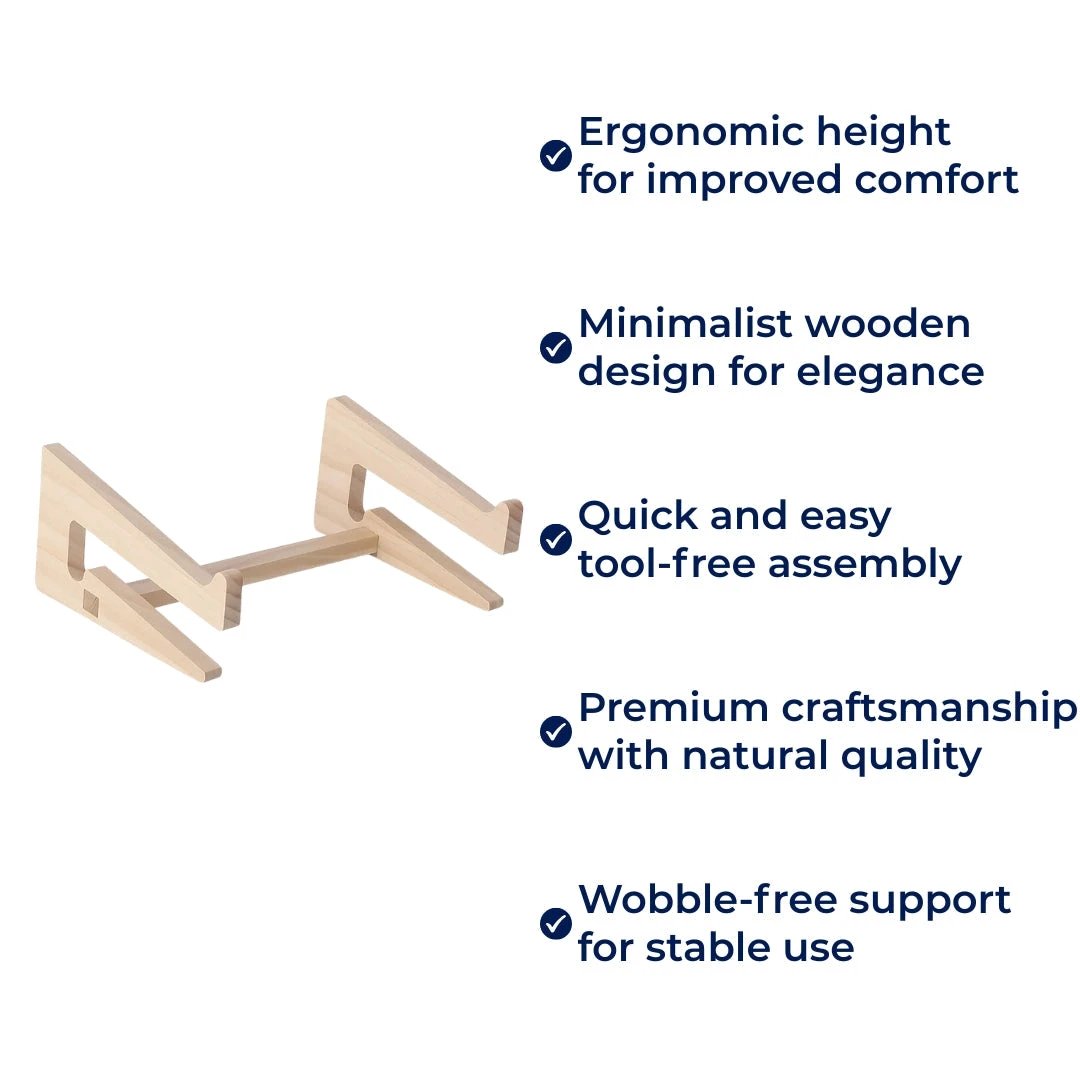 Ergonomic Neck Support – Ventilated Natural Wood – Prevents Overheating – Ideal for Home & Office Use Bowlift by Bowlift