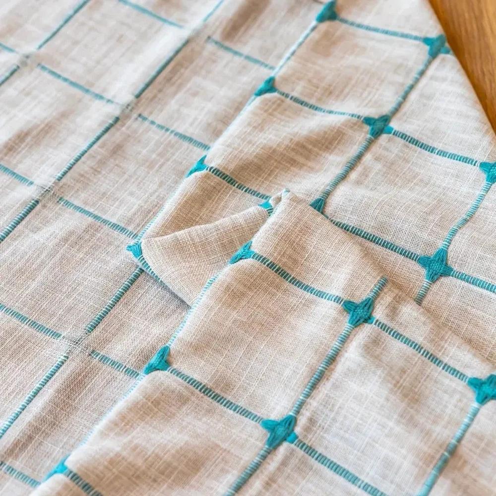 Turquoise Lattice Boho Tassel Curtain by Casa & Beyond