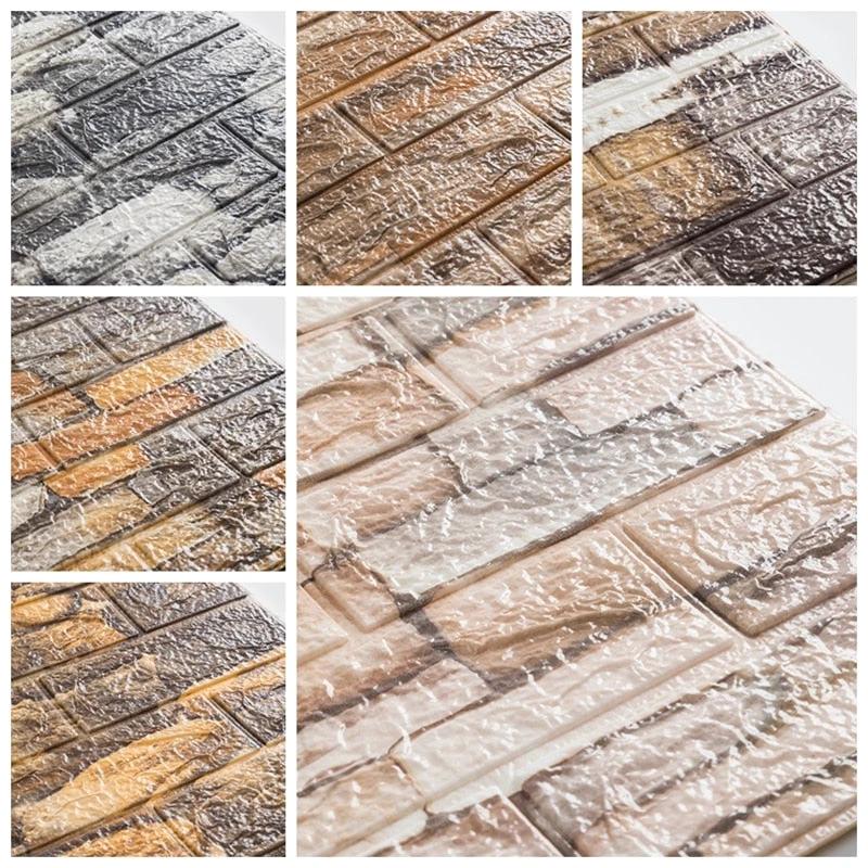 10pcs 3D Brick Pattern Waterproof Self-Adhesive Wallpaper by Bowlift