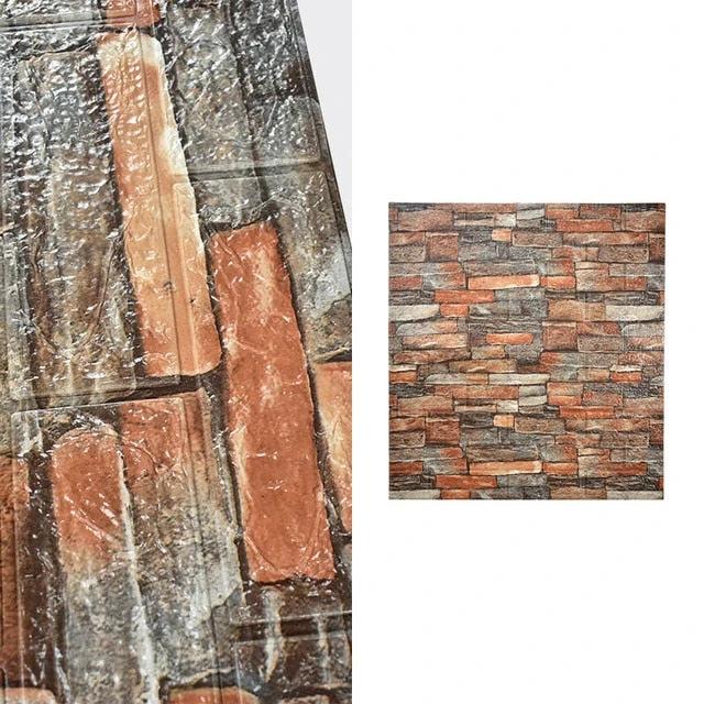 10pcs 3D Brick Pattern Waterproof Self-Adhesive Wallpaper by Bowlift