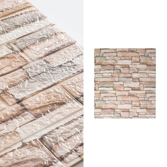 10pcs 3D Brick Pattern Waterproof Self-Adhesive Wallpaper by Bowlift