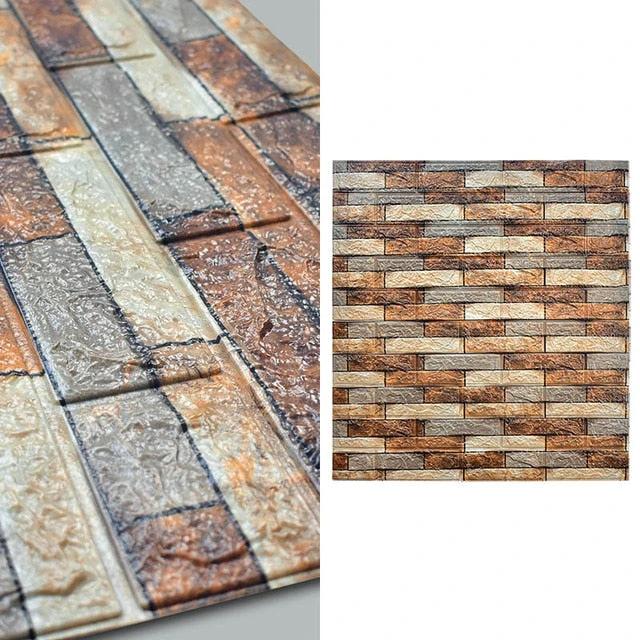 10pcs 3D Brick Pattern Waterproof Self-Adhesive Wallpaper by Bowlift