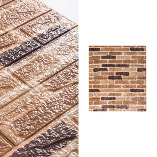 10pcs 3D Brick Pattern Waterproof Self-Adhesive Wallpaper by Bowlift