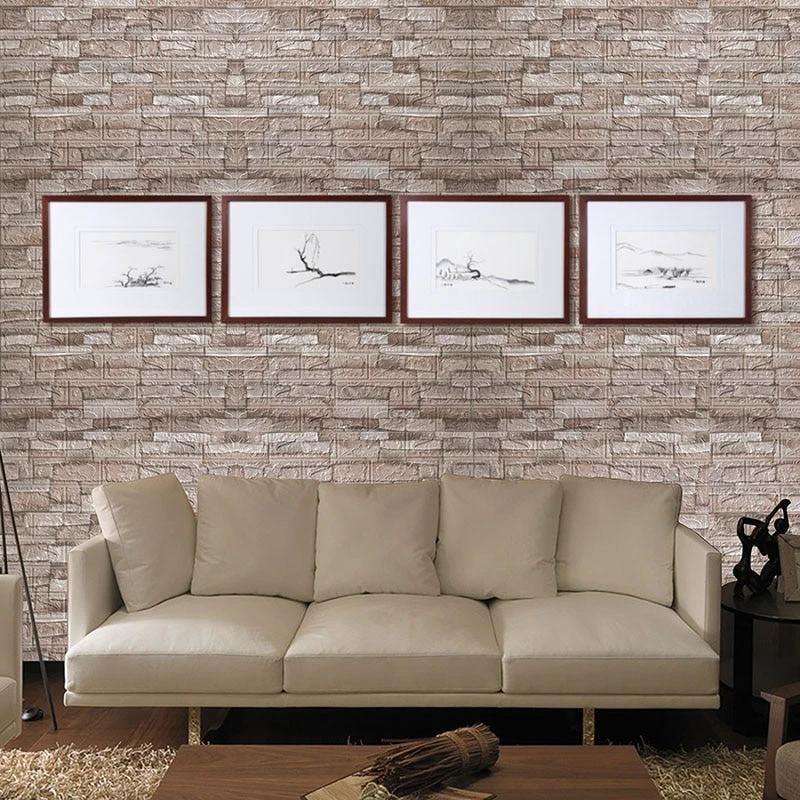 10pcs 3D Brick Wall Sticker Waterproof Self-Adhesive Wall Sticker by Bowlift
