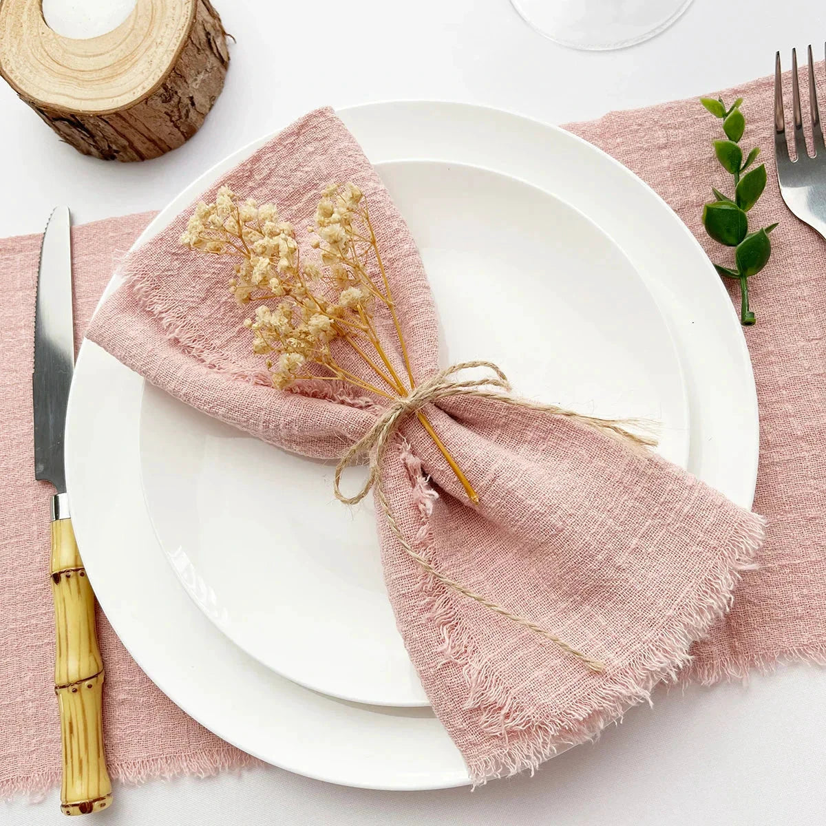 10pcs Napkin Reusable Tea Towel Table Décor Retro Burrs napkin by Bowlift