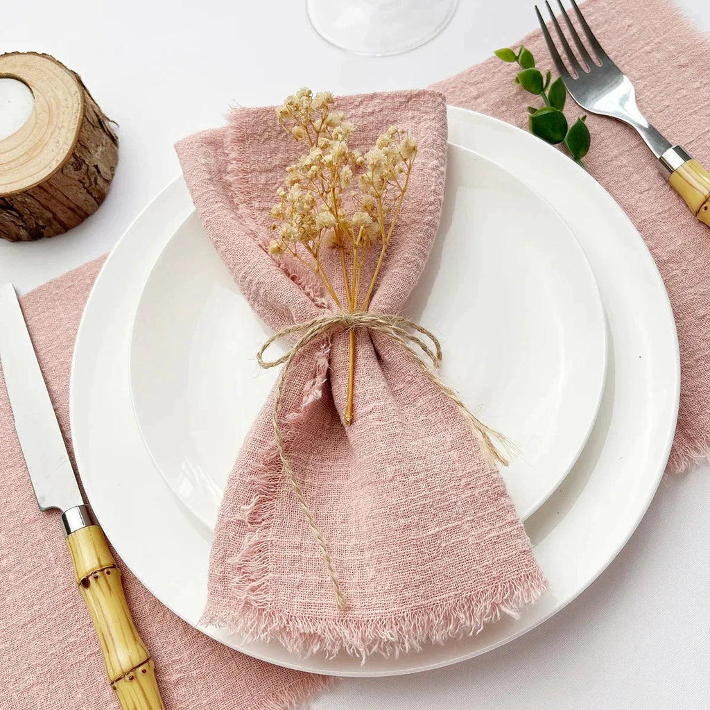 10pcs Napkin Reusable Tea Towel Table Décor Retro Burrs napkin by Bowlift