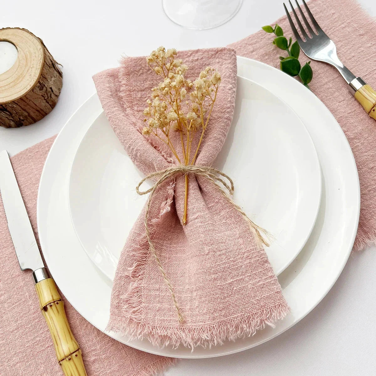 10pcs Napkin Reusable Tea Towel Table Décor Retro Burrs napkin by Bowlift