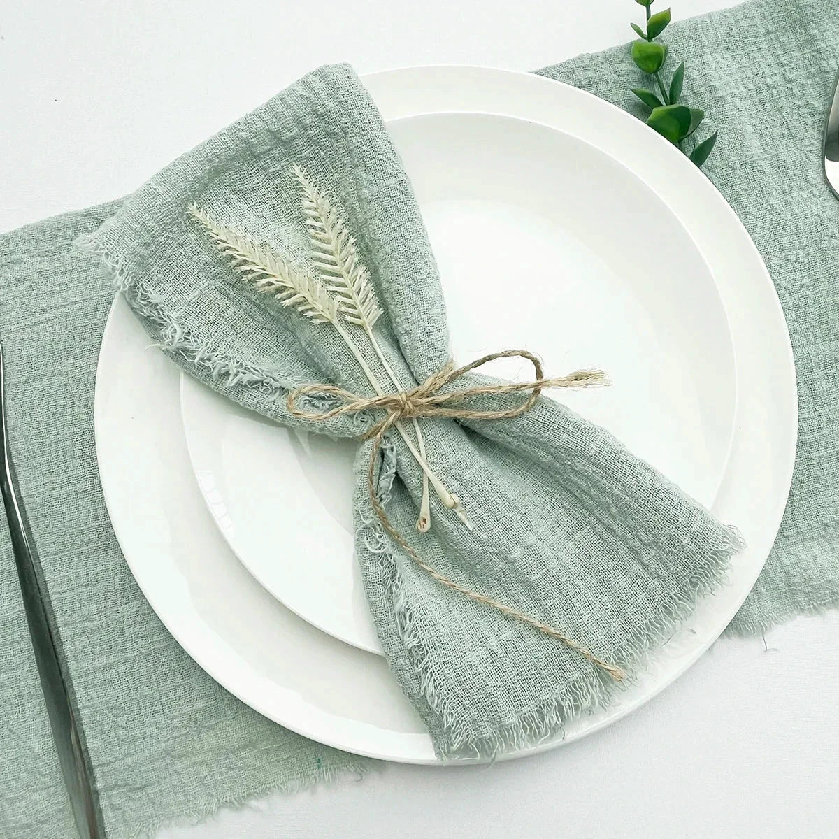 10pcs Napkin Reusable Tea Towel Table Décor Retro Burrs napkin by Bowlift