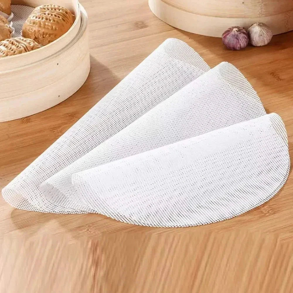 10Pcs Silicone Round Steamer Liners Non-stick Reusable Dehydrator Mats by Bowlift