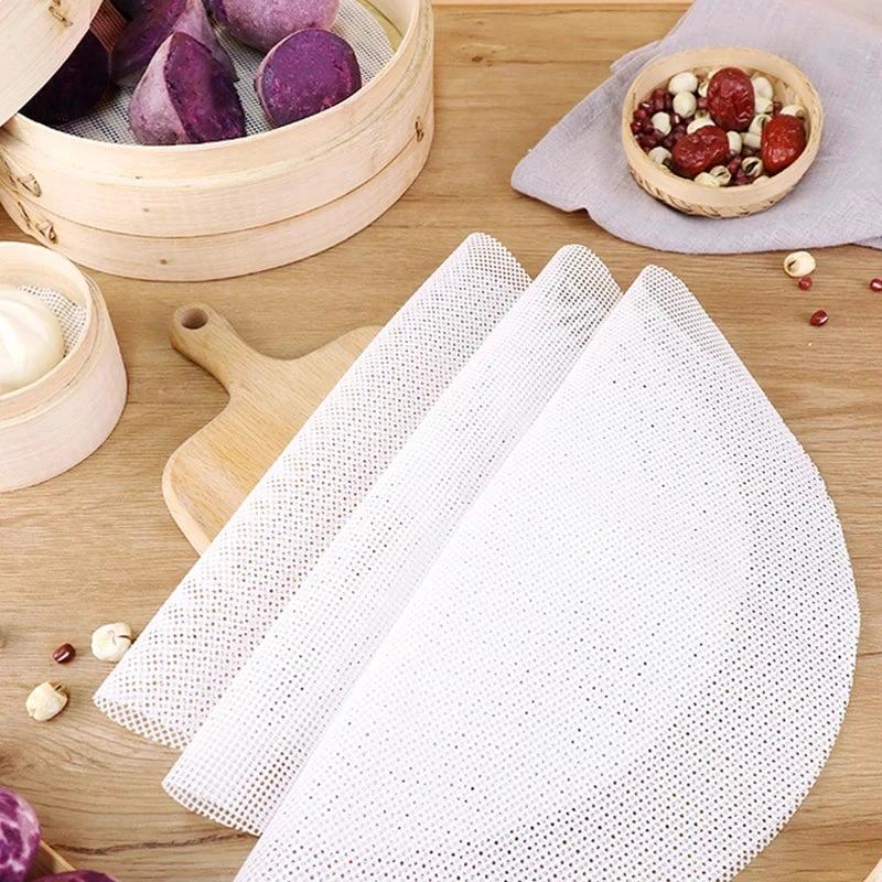 10Pcs Silicone Round Steamer Liners Non-stick Reusable Dehydrator Mats by Bowlift