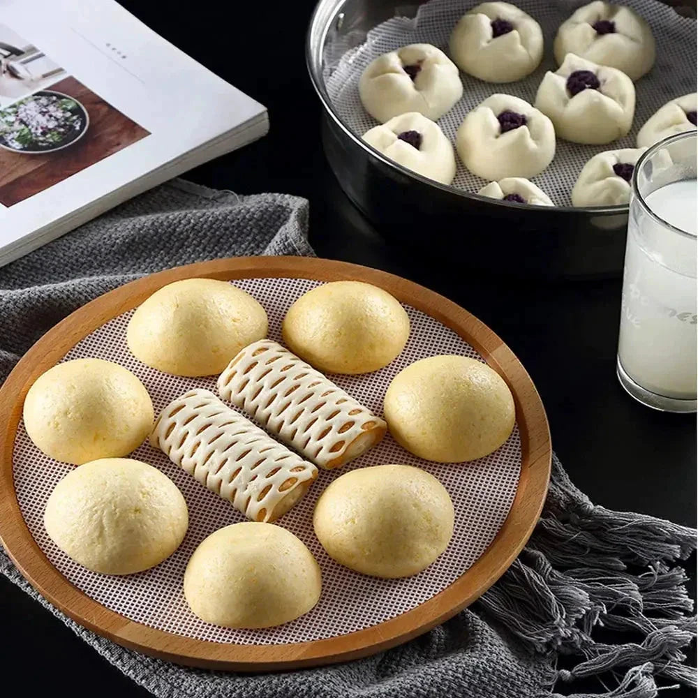 10Pcs Silicone Round Steamer Liners Non-stick Reusable Dehydrator Mats by Bowlift