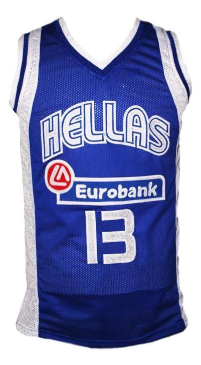 Dimitris Diamantidis Jersey #13 Greece Custom Basketball Blue by My store basketball
