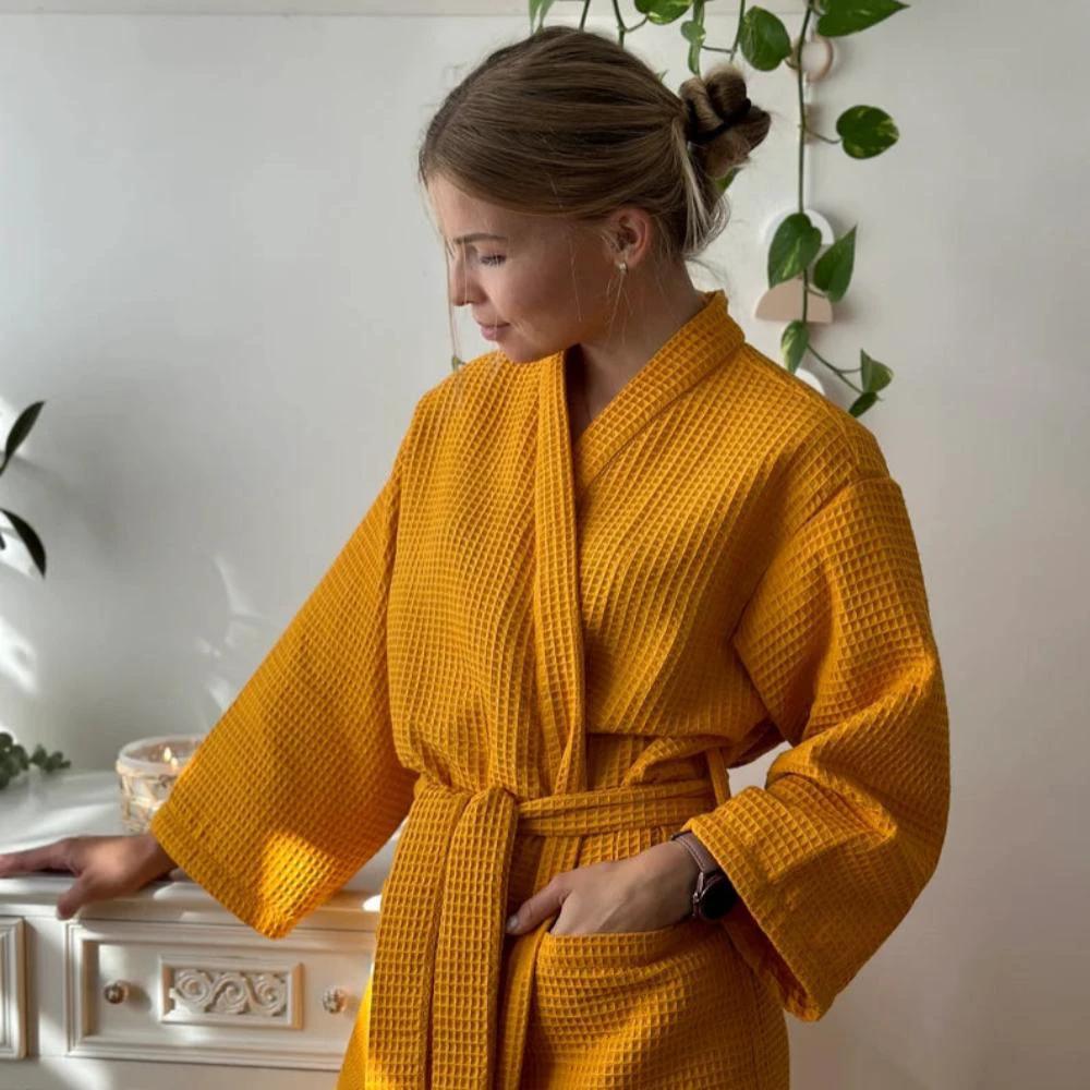 Waffle V-neck Bathrobe by Casa & Beyond