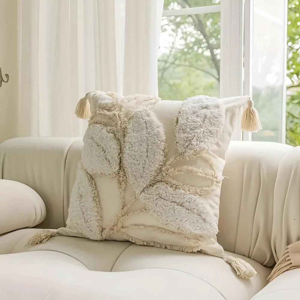 Plush Leaf With Tassel Cushion Cover by Casa & Beyond