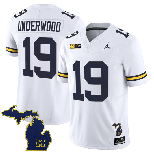 Bryce Underwood Jersey #19 Michigan Wolverines 2025 Limited V2 Stitched White by My Store NCAA Football Jerseys