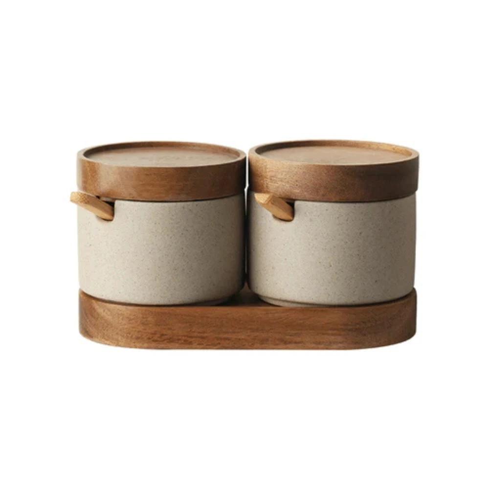 Rustic Ceramic Seasoning Jar Set by Casa & Beyond
