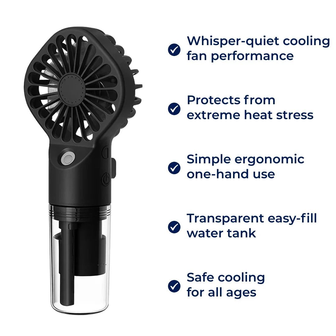 Portable Cooling Mist Spray – Transparent Tank – USB Rechargeable – Beat Heat & Stay Cool Outdoors Bowlift by Bowlift