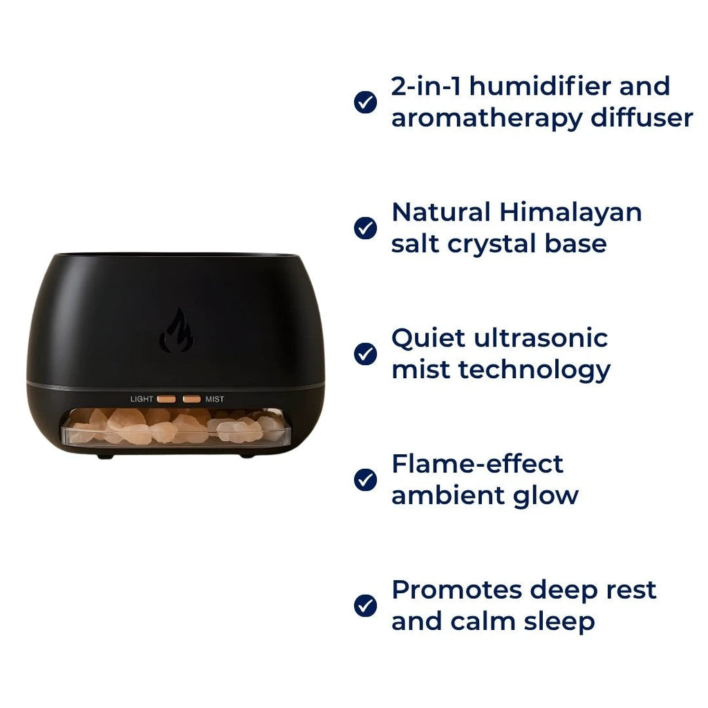 Relieves Dry Air and Aids Sleep – Himalayan Salt Crystal, Quiet Mist and Calming Home Air Wellness Bowlift by Bowlift
