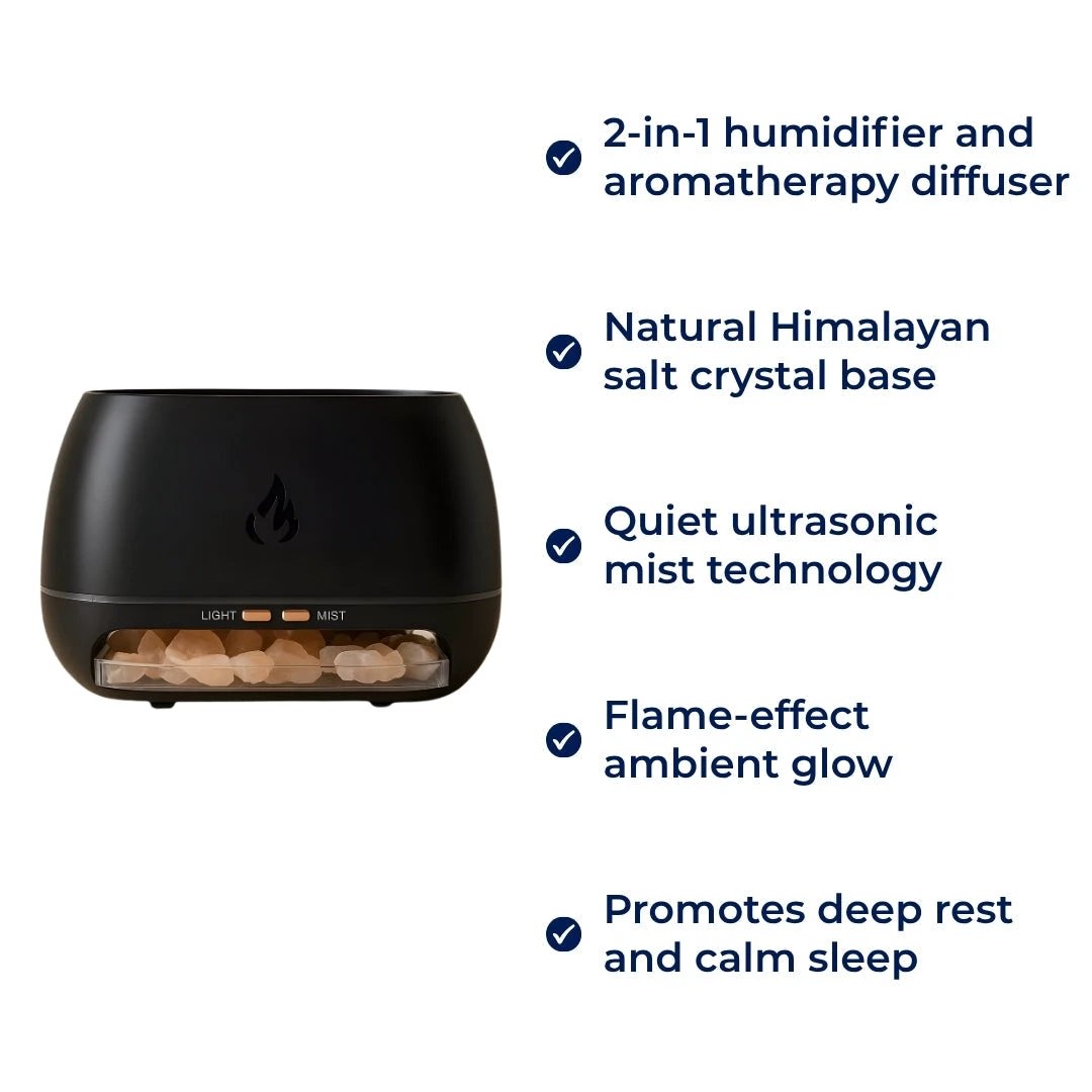 Relieves Dry Air and Aids Sleep – Himalayan Salt Crystal, Quiet Mist and Calming Home Air Wellness Bowlift by Bowlift