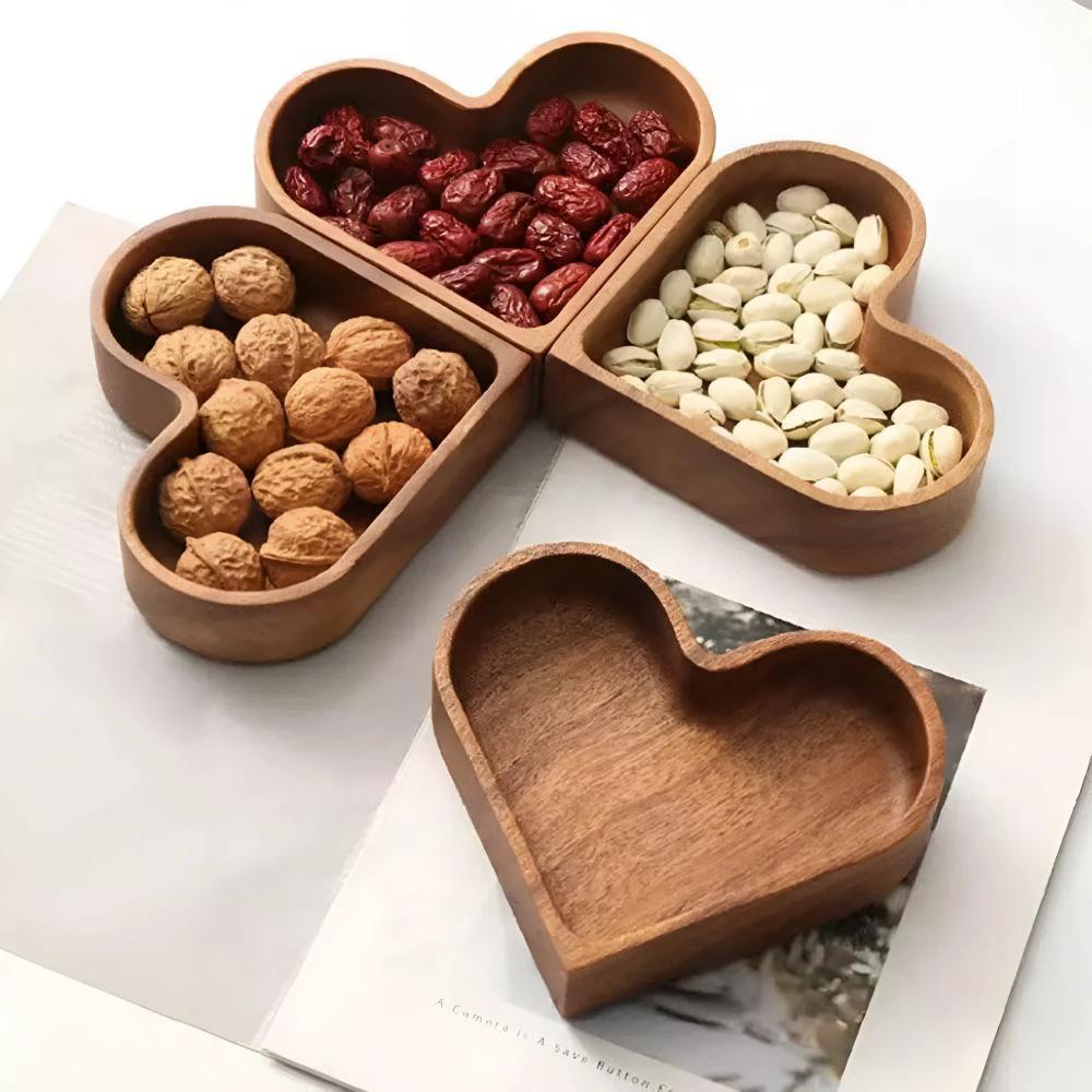 Heart-Shaped Wooden Snack Tray | 4 pcs by Casa & Beyond