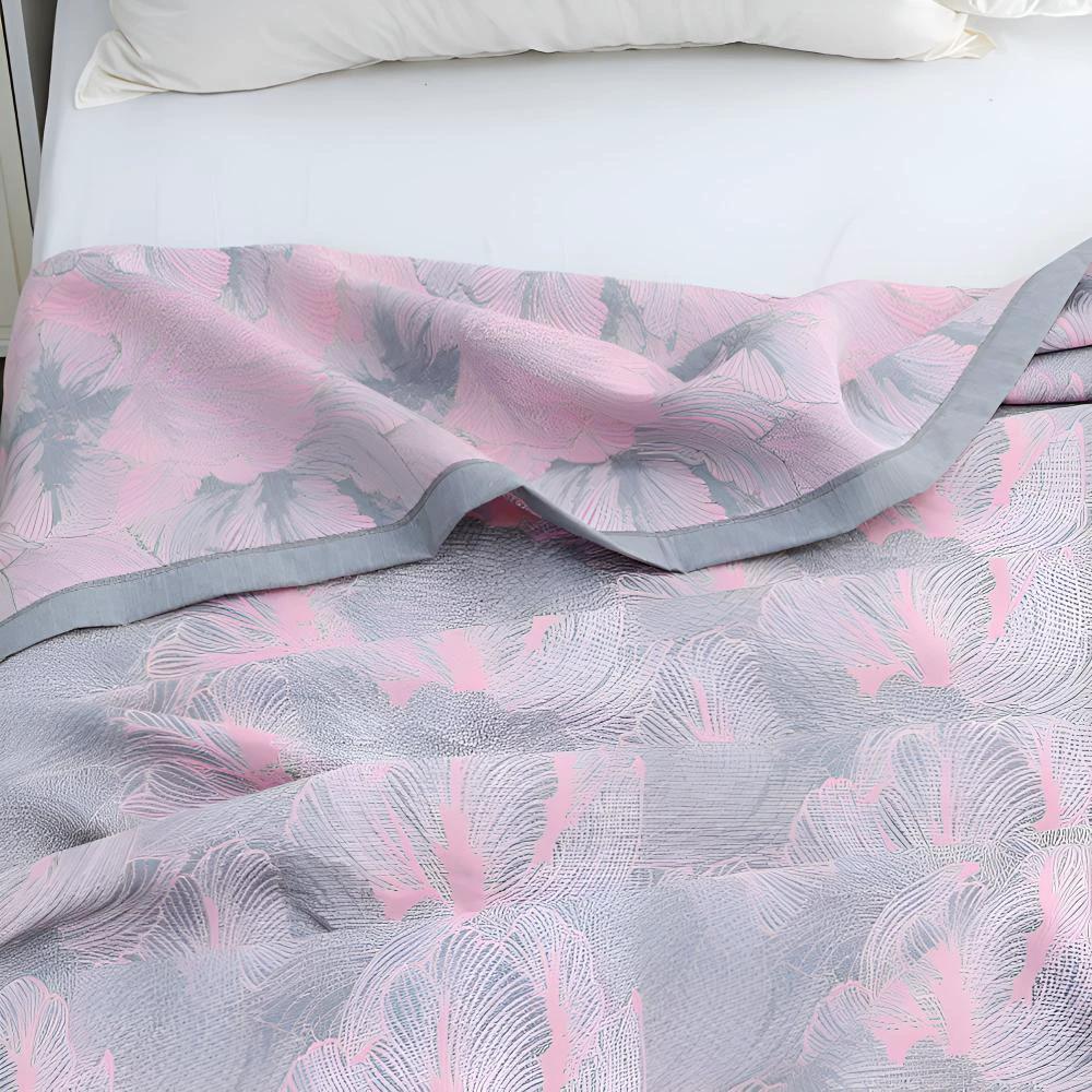 Flower Print Flax Throw by Casa & Beyond