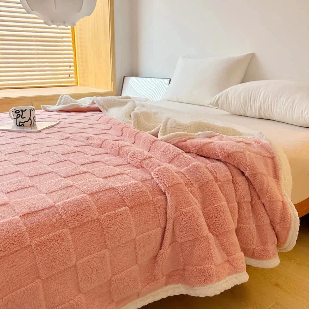 Plush Square Checkerboard Blanket by Casa & Beyond