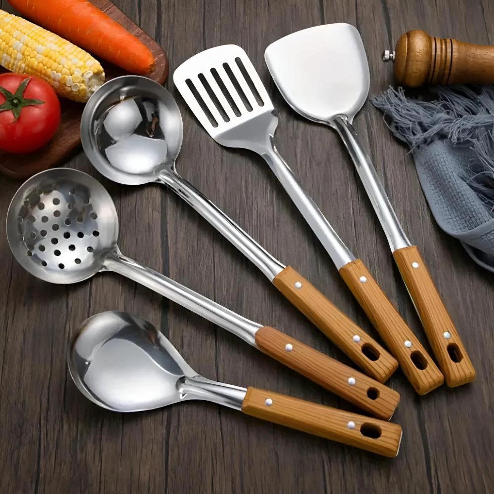 Classic Stainless Steel Kitchen Utensil Set (5 Sets) by Casa & Beyond
