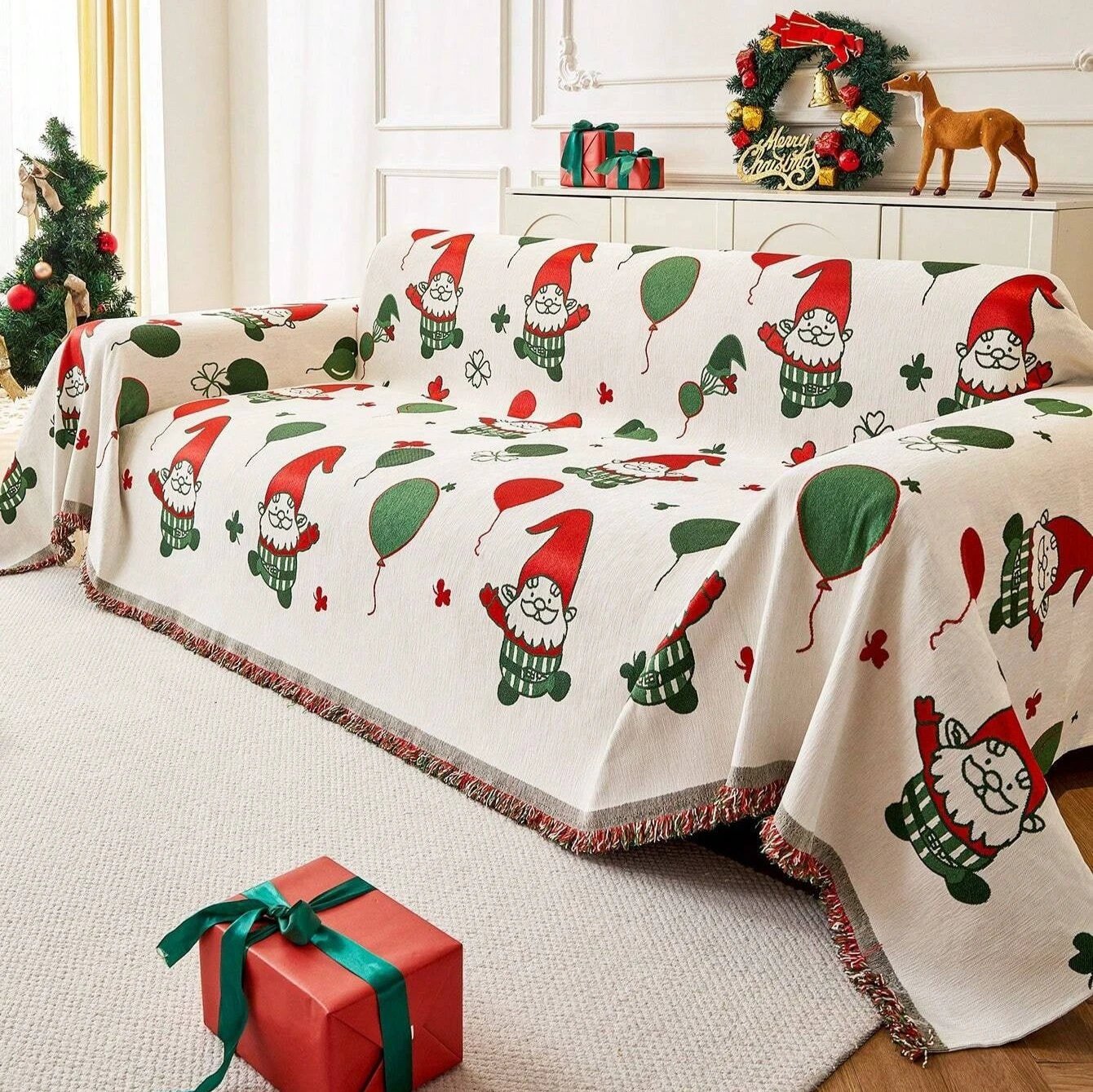 Jolly Gnome Christmas Sofa Cover by Casa & Beyond