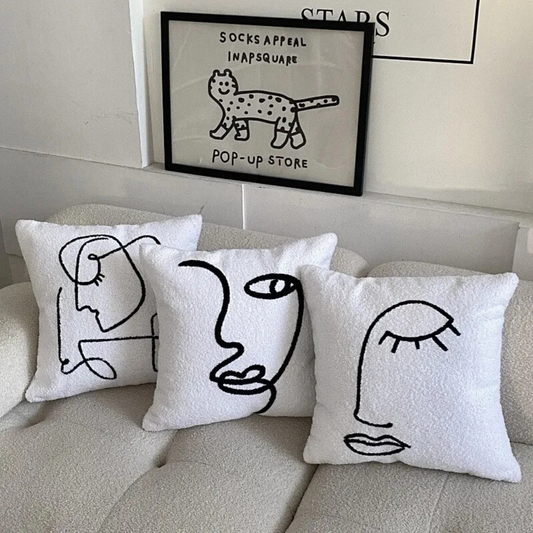 Abstract Face Artistic Cushion Cover by Casa & Beyond