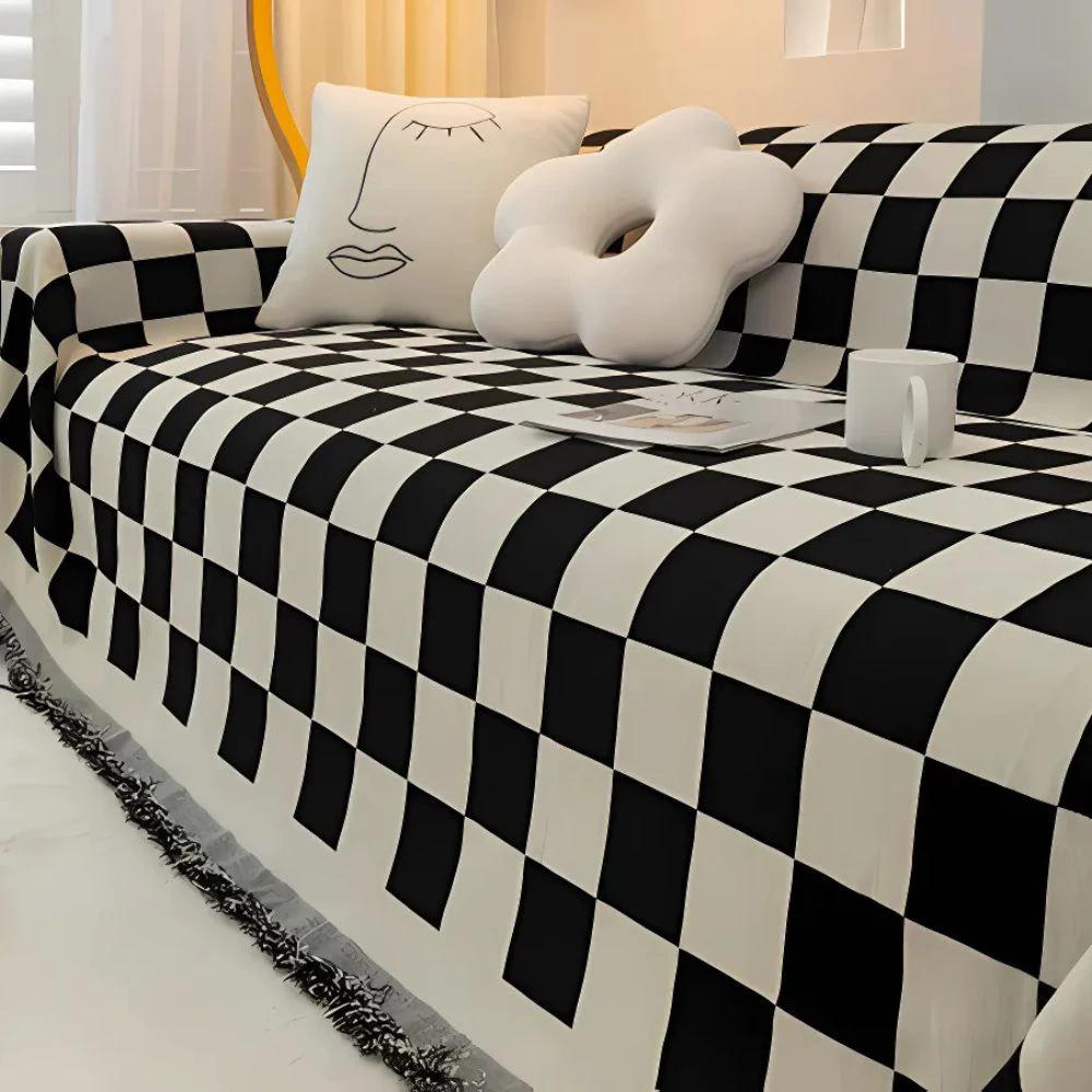 Checkerboard Anti-Scratch Sofa Cover by Casa & Beyond