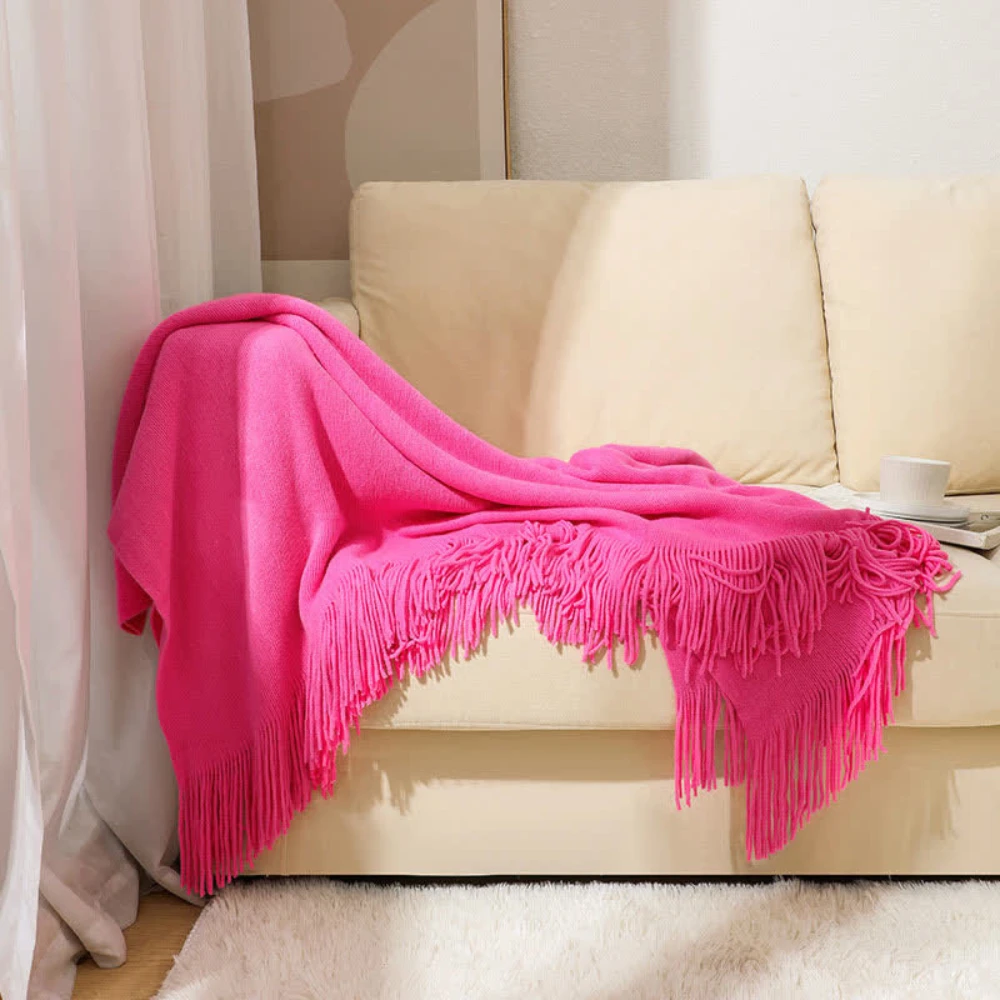 Chunky Knit Tassel Blanket by Casa & Beyond