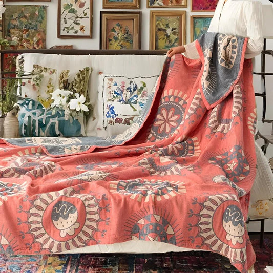 Blossom Radiance Circle Cotton Blanket by Casa & Beyond