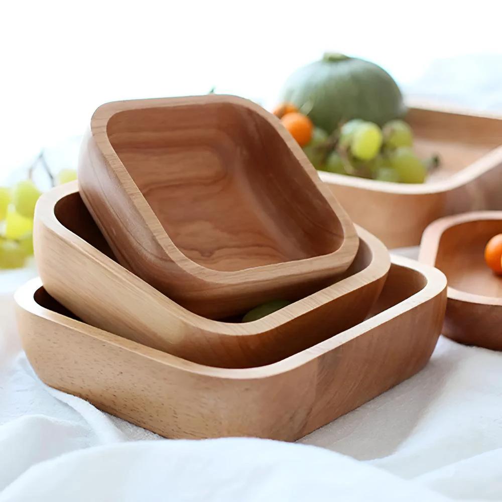 Natural Wood Square Bowl by Casa & Beyond