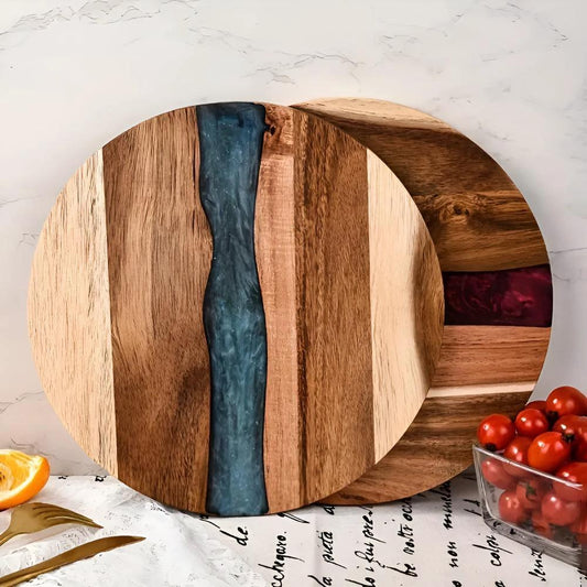Artisan Epoxy Round Wood Chopping Board by Casa & Beyond