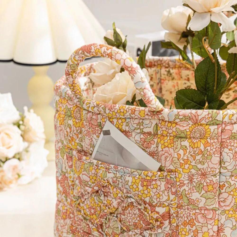 Delicate Floral Canvas Storage Basket by Casa & Beyond
