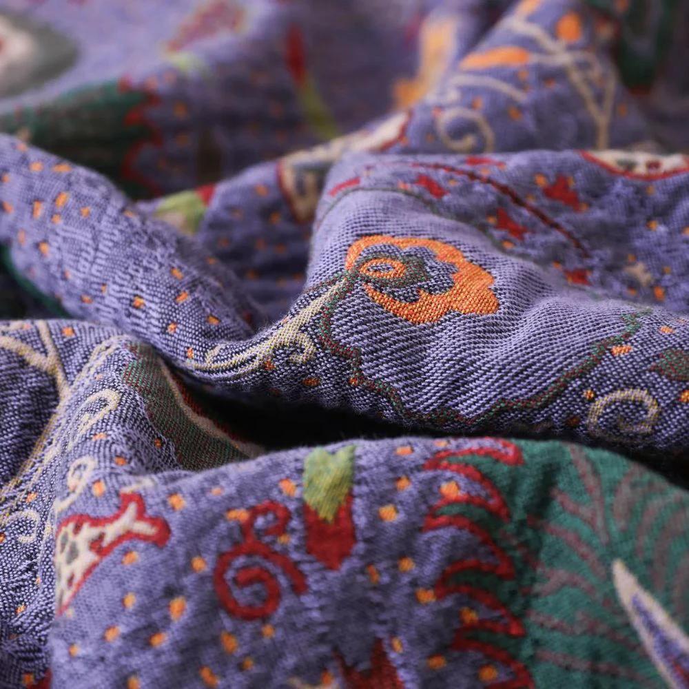 Peacock Tassel Cotton Blanket by Casa & Beyond