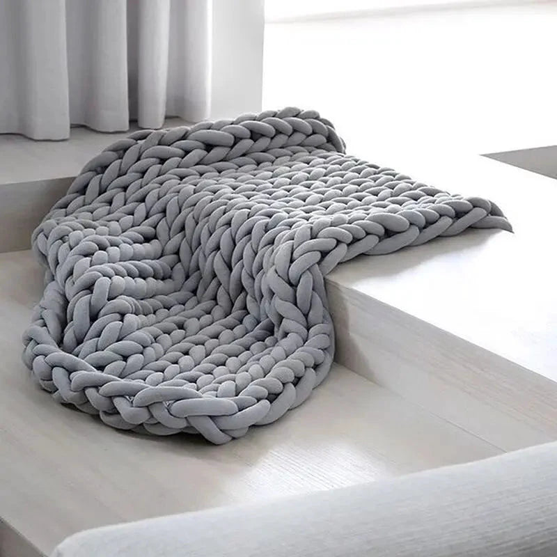 Chunky Knit Throw Handmade Weighted Blanket - SUPER COZY & CALMING BLANKET Bowlift by Bowlift
