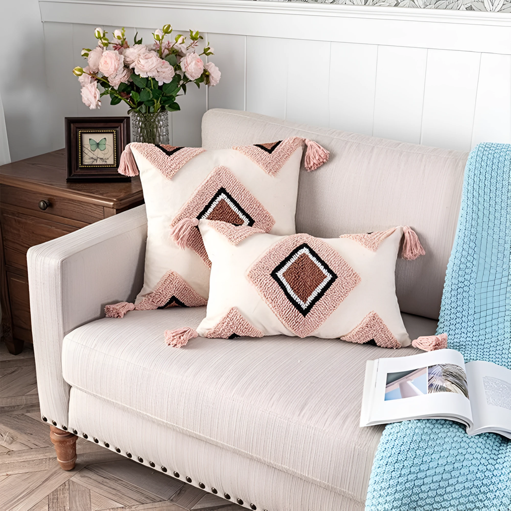 Tufted Embroidered Boho Cushion Cover by Casa & Beyond