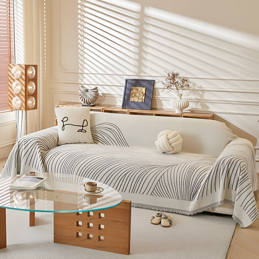 Calista Wave Chenille Sofa Cover by Casa & Beyond