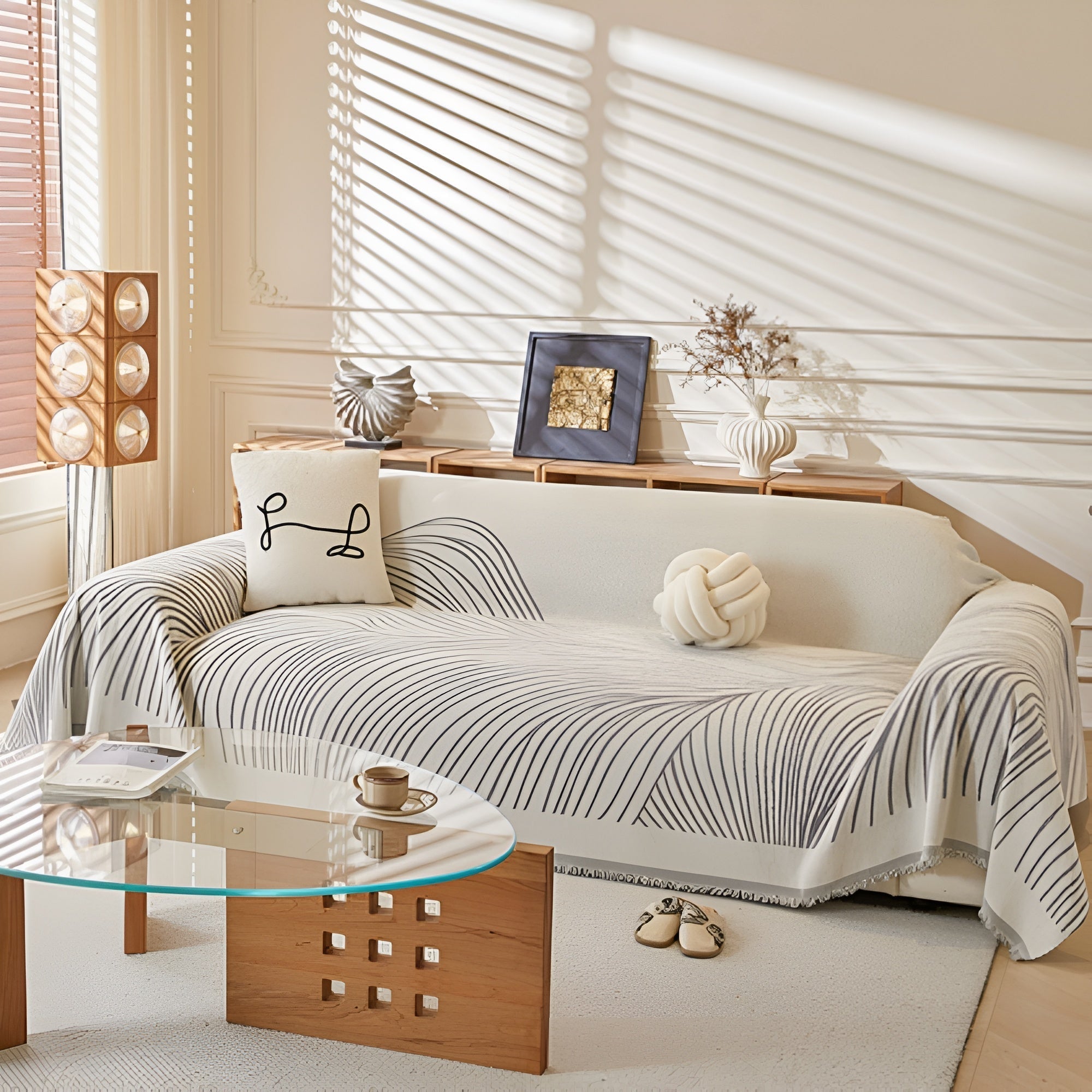 Calista Wave Chenille Sofa Cover by Casa & Beyond
